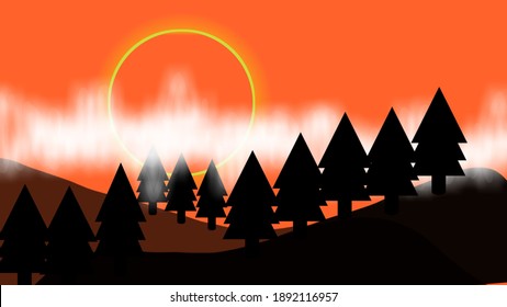 Landscape View On Flat Character ,Vector