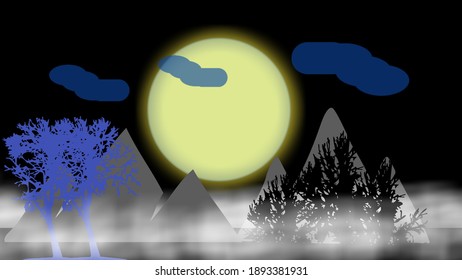 Landschaftsbild auf Flachbild-Zeichen, Vektorgrafik