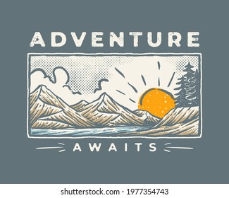 landscape vintage illustration badge design