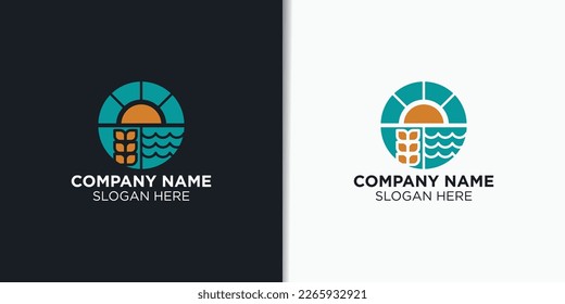 landscape vintage logo design vector, agriculture logo template