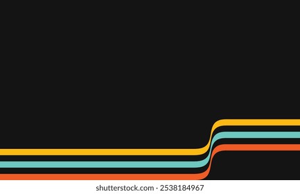 Paisaje Antiguas fondos rayados, carteles, muestras de Anuncio, Colores retro de la década de 1970 1980, años 70, años 80, años 90. estilo retro vintage rayas líneas de póster de fondo. Formas Vector diseño gráfico.