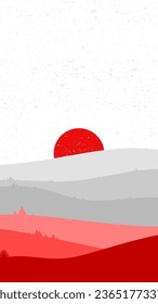 Landscape wallpaper minimalist illustration. Vector flat design. Suitable for banners, posters, wallpaper backgrounds