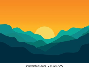 Landscape for wallpaper. Vector illustration in flat style. This vector can be used for your computer and laptop. vector yang simple dan estetik.