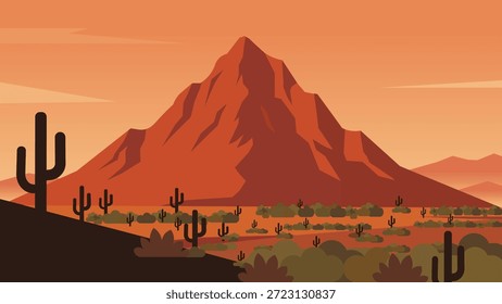 Paisagem quente deserto montanha pôr do sol