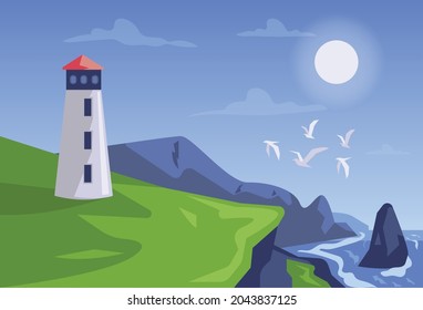 Landscape watchtower illustration concept vector 