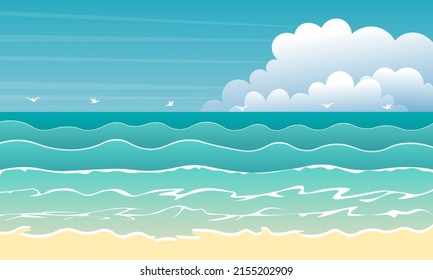 landscape of the water wave at the beach day in summer