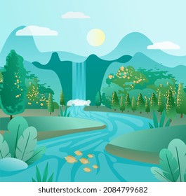 6 Road In Between Mountain Trees AND Water Background Vector Images ...