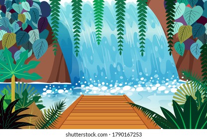 landscape of waterfall in the jungle