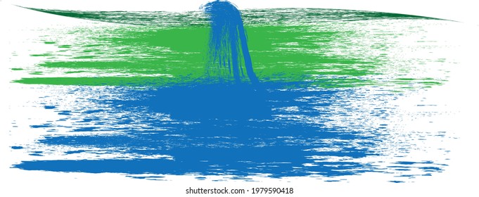 Landscape with waterfall. Vector illustration.