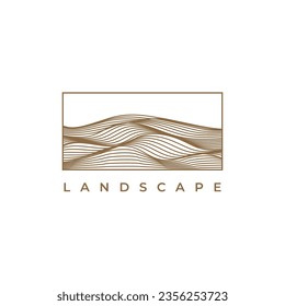 Landscape wave desert logo design illustration vector template