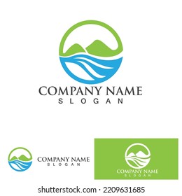 Landscape wave and Mountain icon Logo
