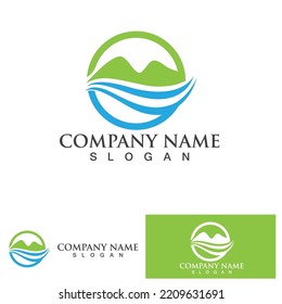 Landscape wave and Mountain icon Logo
