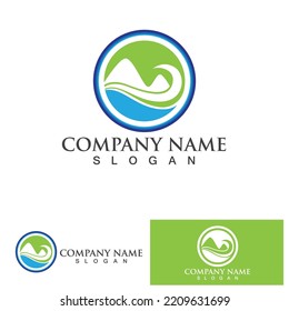 Landscape wave and Mountain icon Logo
