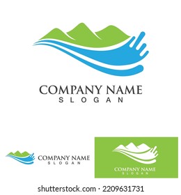 Landscape wave and Mountain icon Logo