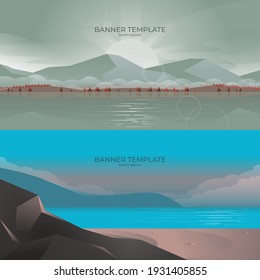 landscape web banner for website, tematical minimalist banner nature and tourism