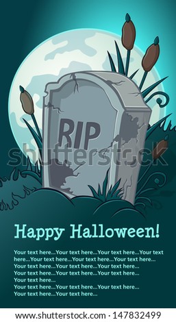 Landscape, which shows as Halloween graveyard on a full moon