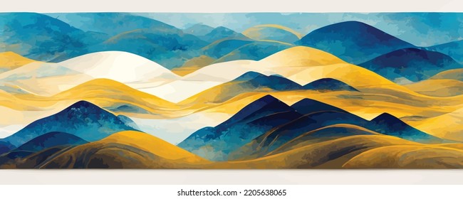 landscape white background with blue mountains and hills