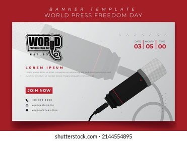 Landscape white banner template in white background design for world press freedom day design