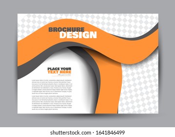 Landscape wide flyer template. Bigboard banner abstract background design. Business, education, presentation, advertisement concept. Brown and orange color. Vector illustration.