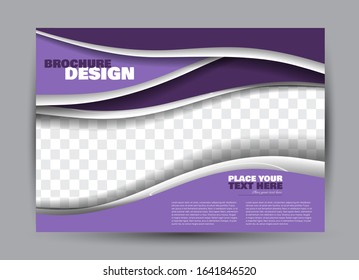 Landscape wide flyer template. Bigboard banner abstract background design. Business, education, presentation, advertisement concept. Purple color. Vector illustration.