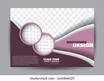 Landscape wide flyer template. Bigboard banner abstract background design. Business, education, presentation, advertisement concept. Purple color. Vector illustration.