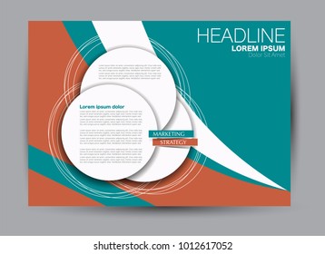 Landscape wide flyer template. Billboard banner abstract background design. Business, education, presentation, advertisement concept. Green and red color. Vector illustration.