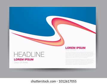 Landscape wide flyer template. Billboard banner abstract background design. Business, education, presentation, advertisement concept. Blue color. Vector illustration.