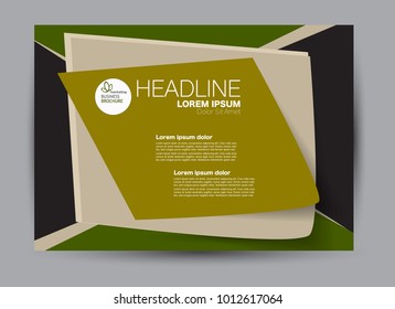 Landscape wide flyer template. Billboard banner abstract background design. Business, education, presentation, advertisement concept. Green color. Vector illustration.