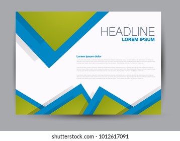 Landscape wide flyer template. Billboard banner abstract background design. Business, education, presentation, advertisement concept. Green and blue color. Vector illustration.