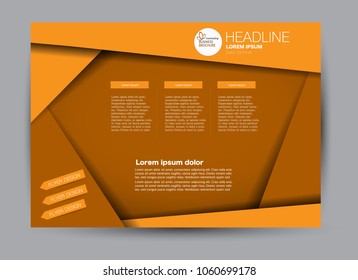 Landscape wide flyer template. Billboard banner abstract background design. Business, education, presentation, advertisement concept. Orange color. Vector illustration.