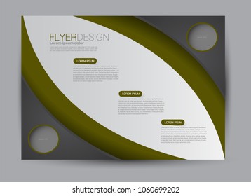 Landscape wide flyer template. Billboard banner abstract background design. Business, education, presentation, advertisement concept. Green and black color. Vector illustration.