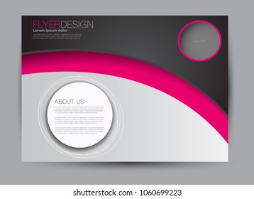 Landscape wide flyer template. Billboard banner abstract background design. Business, education, presentation, advertisement concept. Pink and black color. Vector illustration.