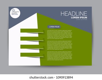 Landscape wide flyer template. Billboard banner abstract background design. Business, education, presentation, advertisement concept. Green color. Vector illustration.