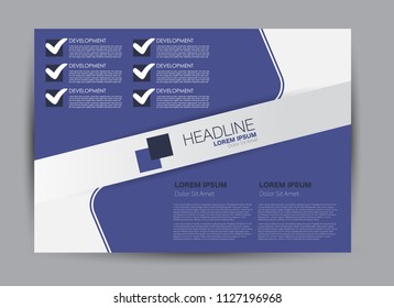 Landscape wide flyer template. Billboard banner abstract background design. Business, education, presentation, advertisement concept. Purple color. Vector illustration.