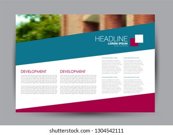 Landscape wide flyer template. Billboard banner abstract background design. Business, education, presentation, advertisement concept. Pink and blue color. Vector illustration.