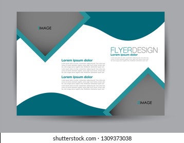 Landscape wide flyer template. Billboard banner abstract background design. Business, education, presentation, advertisement concept. Blue color. Vector illustration.