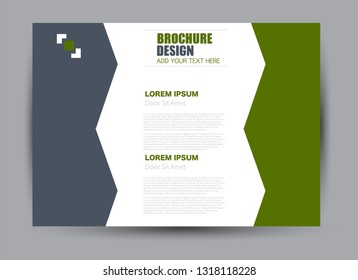 Landscape wide flyer template. Billboard banner abstract background design. Business, education, presentation, advertisement concept. Green color. Vector illustration.