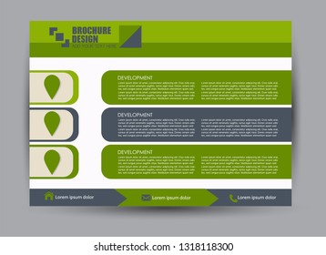 Landscape wide flyer template. Billboard banner abstract background design. Business, education, presentation, advertisement concept. Green color. Vector illustration.