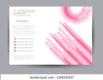 Landscape wide flyer template. Billboard banner abstract background design. Business, education, presentation, advertisement concept. Pink color. Vector illustration.