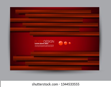 Landscape wide flyer template. Billboard banner abstract background design. Business, education, presentation, advertisement concept. Red color. Vector illustration.