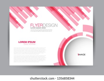 Landscape wide flyer template. Billboard banner abstract background design. Business, education, presentation, advertisement concept. Pink color. Vector illustration.