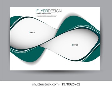 Landscape wide flyer template. Billboard banner abstract background design. Business, education, presentation, advertisement concept. Green color. Vector illustration.