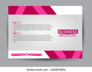 Landscape wide flyer template. Billboard banner abstract background design. Business, education, presentation, advertisement concept. Pink color. Vector illustration.