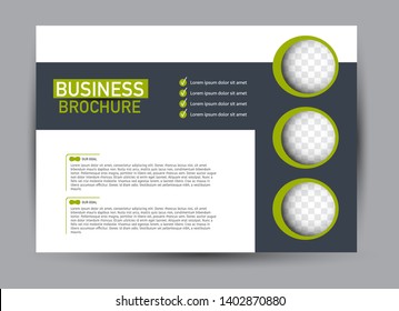 Landscape wide flyer template. Billboard banner abstract background design. Business, education, presentation, advertisement concept. Black and green color. Vector illustration.