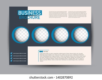 Landscape wide flyer template. Billboard banner abstract background design. Business, education, presentation, advertisement concept. Grey and green color. Vector illustration.