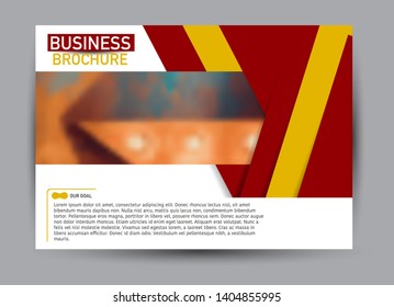 Landscape wide flyer template. Billboard banner abstract background design. Business, education, presentation, advertisement concept. Red and orange color. Vector illustration.
