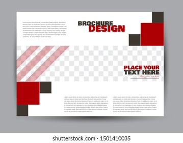 Landscape wide flyer template. Billboard banner abstract background design. Business, education, presentation, advertisement concept. Red and brown color. Vector illustration.
