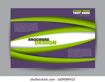 Landscape wide flyer template. Billboard banner abstract background design. Business, education, presentation, advertisement concept. Green and green color. Vector illustration.
