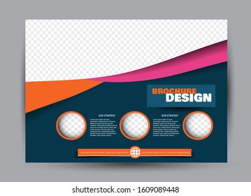 Landscape wide flyer template. Billboard banner abstract background design. Business, education, presentation, advertisement concept.