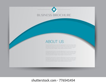 Landscape wide flyer template. Billboard banner abstract background design. Business, education, presentation, advertisement concept. Blue color. Vector illustration.
